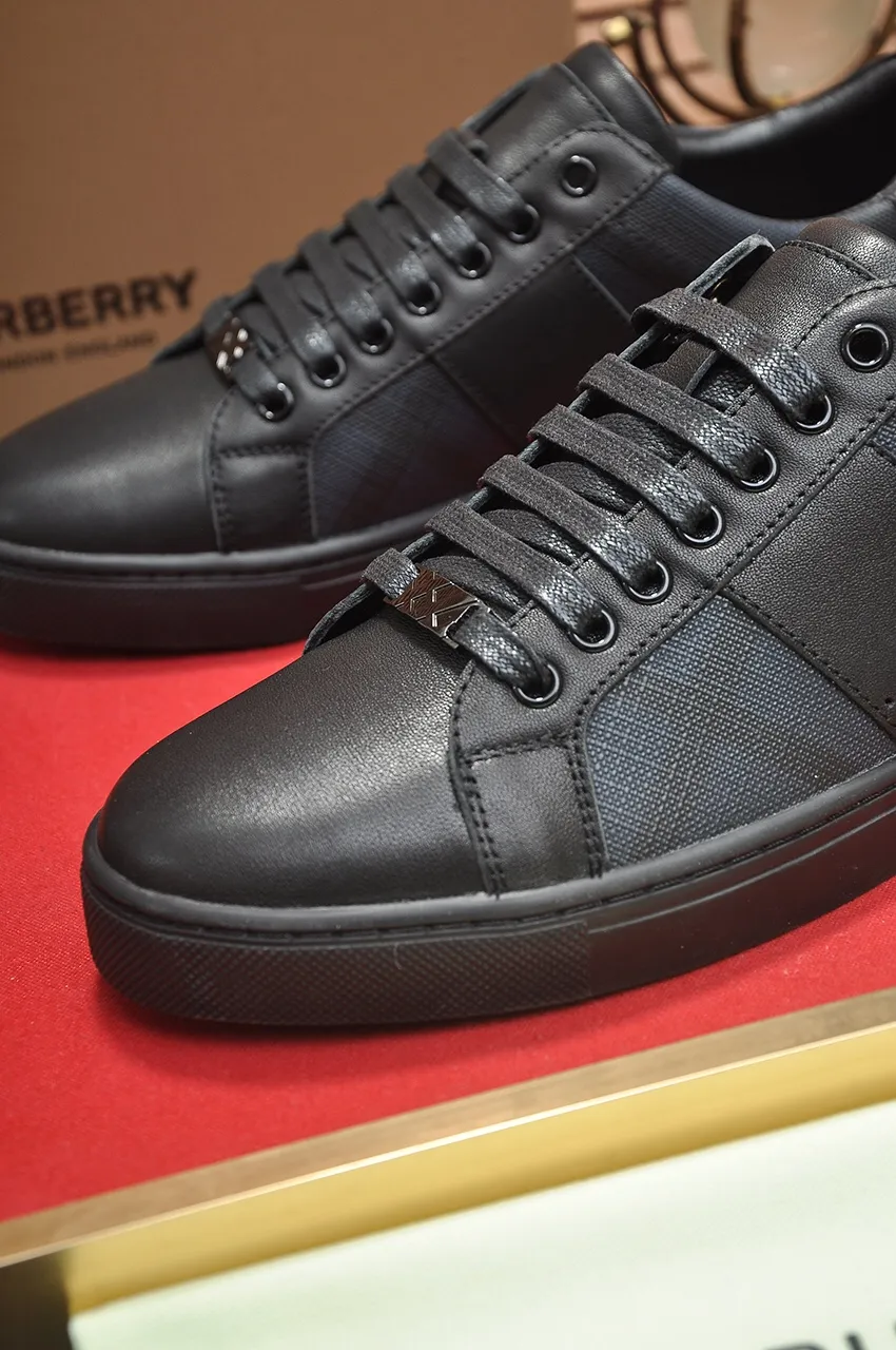 Men's shoes💰480💶[Burberry] (cowhide lining) classic low-top sneakers｜Imported cowhide with classic plaid fabric｜Cow leather lining｜Original outsole｜Fine workmanship and comfortable to wear Size: 38-44 (customized at 45)